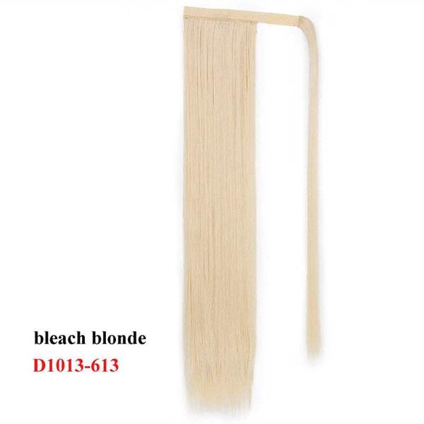 Wavy Ponytail Extension for Women Synthetic Wrap Around Magic Paste Yaki Ponytail Corn Wave Clip in Hairpiece Black Fake Hair