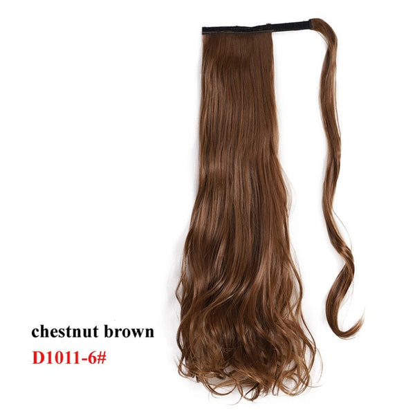 Wavy Ponytail Extension for Women Synthetic Wrap Around Magic Paste Yaki Ponytail Corn Wave Clip in Hairpiece Black Fake Hair