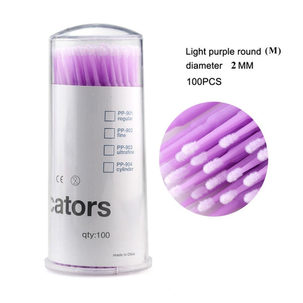 100Pcs/pack Durable Micro Disposable micro brush Individual Lash Removing Tools Swab Micro brushes Eyelash Extension Tools