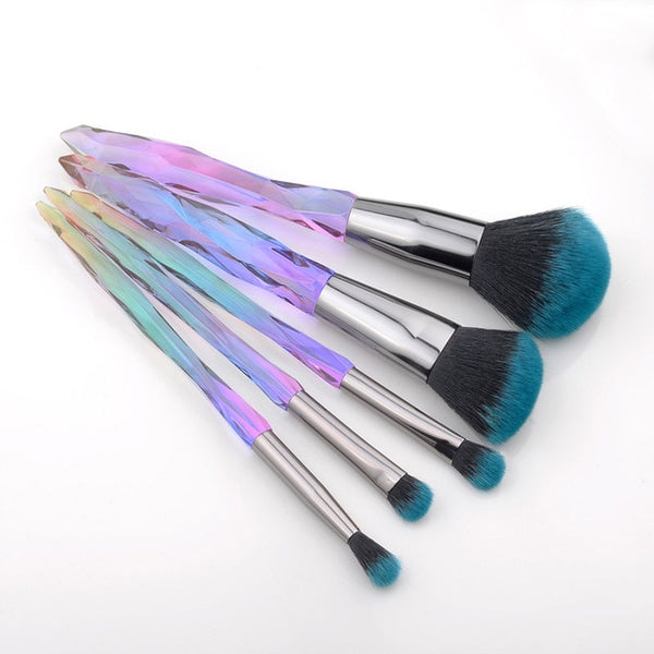 FLD 5Pcs Crystal Style Makeup Brushes Set Powder Foundation Eye Blush Brush Cosmetic Professional Makeup Brush Kit Tools