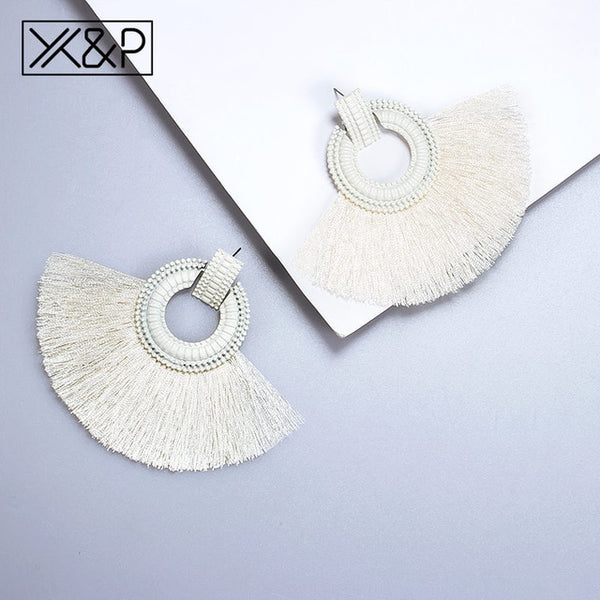 X&P Beautiful Bohemian Big Tassel Drop Earrings for Women Fringe Handmade Brincos Statement Fashion Women Earring 2019 Jewelry