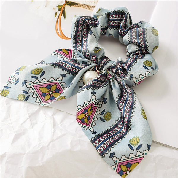 Flower Exquisite Beautiful Print Seaside Gifts Hair Rope Adjustable Pearl 5 Colors Valentines Gift Elastic 1PC Unique Bowknot