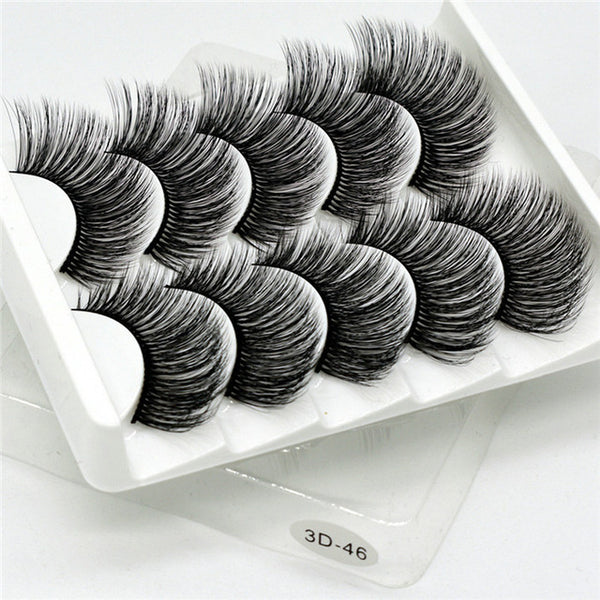 5 Pairs Multipack 5D Soft Mink Hair False Eyelashes Handmade Wispy Fluffy Long Lashes Nature Eye Makeup Tools Faux Eye Lashes