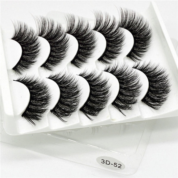 5 Pairs Multipack 5D Soft Mink Hair False Eyelashes Handmade Wispy Fluffy Long Lashes Nature Eye Makeup Tools Faux Eye Lashes