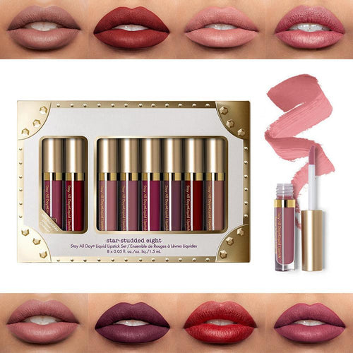 HOT 8Pcs Professional Lip Glaze Gloss Waterproof Makeup Matte Non-sticky Lipsticks