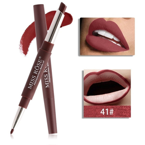 14 Color Double-end Lip Makeup Lipstick Pencil Waterproof Long Lasting Tint Sexy Red Lip Stick Beauty Matte Liner Pen Lipstick