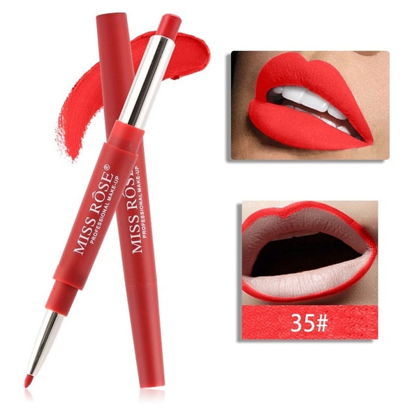 14 Color Double-end Lip Makeup Lipstick Pencil Waterproof Long Lasting Tint Sexy Red Lip Stick Beauty Matte Liner Pen Lipstick