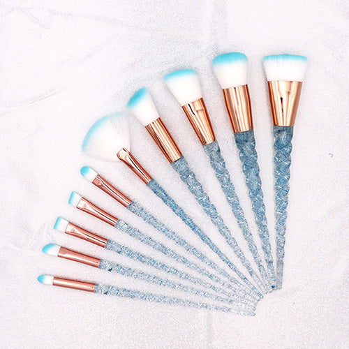 10pcs Blue Purple Unicorn Makeup Brushes Set Powder Eyeshadow Foundation Lip Brush Crystal Diamond Make up brush Kits maquiagem