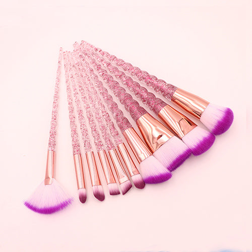 10pcs Blue Purple Unicorn Makeup Brushes Set Powder Eyeshadow Foundation Lip Brush Crystal Diamond Make up brush Kits maquiagem