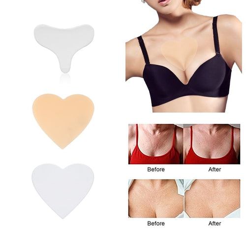 1Pc Clear/Skin Color Reusable Women Skin Care Tightening Chest Neck Anti Wrinkle Pads Chest Stick Silicone Wrinkle Removal Pad