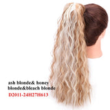 Wavy Ponytail Extension for Women Synthetic Wrap Around Magic Paste Yaki Ponytail Corn Wave Clip in Hairpiece Black Fake Hair