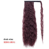 Wavy Ponytail Extension for Women Synthetic Wrap Around Magic Paste Yaki Ponytail Corn Wave Clip in Hairpiece Black Fake Hair