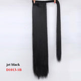 Wavy Ponytail Extension for Women Synthetic Wrap Around Magic Paste Yaki Ponytail Corn Wave Clip in Hairpiece Black Fake Hair