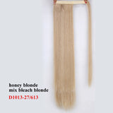 Wavy Ponytail Extension for Women Synthetic Wrap Around Magic Paste Yaki Ponytail Corn Wave Clip in Hairpiece Black Fake Hair