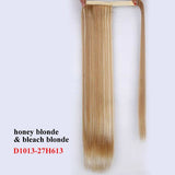 Wavy Ponytail Extension for Women Synthetic Wrap Around Magic Paste Yaki Ponytail Corn Wave Clip in Hairpiece Black Fake Hair