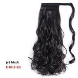 Wavy Ponytail Extension for Women Synthetic Wrap Around Magic Paste Yaki Ponytail Corn Wave Clip in Hairpiece Black Fake Hair