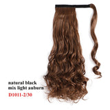Wavy Ponytail Extension for Women Synthetic Wrap Around Magic Paste Yaki Ponytail Corn Wave Clip in Hairpiece Black Fake Hair