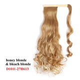 Wavy Ponytail Extension for Women Synthetic Wrap Around Magic Paste Yaki Ponytail Corn Wave Clip in Hairpiece Black Fake Hair