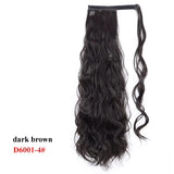 Wavy Ponytail Extension for Women Synthetic Wrap Around Magic Paste Yaki Ponytail Corn Wave Clip in Hairpiece Black Fake Hair
