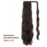 Wavy Ponytail Extension for Women Synthetic Wrap Around Magic Paste Yaki Ponytail Corn Wave Clip in Hairpiece Black Fake Hair