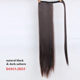 Wavy Ponytail Extension for Women Synthetic Wrap Around Magic Paste Yaki Ponytail Corn Wave Clip in Hairpiece Black Fake Hair