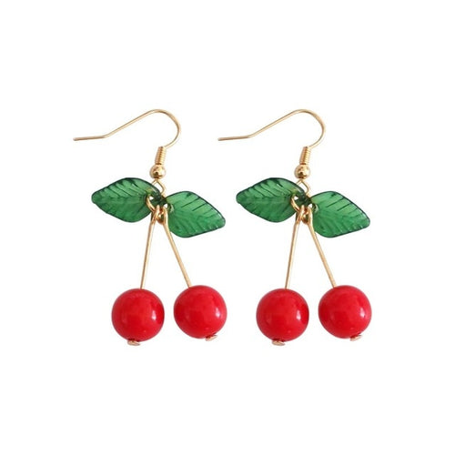 hot red Cherry earrings eardrop Sweet fruit fresh cherry eardrop female fashion youth beautiful girl students earrings for women