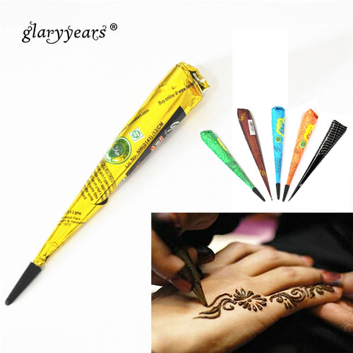 1 Piece Black Color Indian Henna Paste Cone Beauty Women Mehndi Finger Body Cream Paint DIY Temporary Drawing for Tattoo Stencil