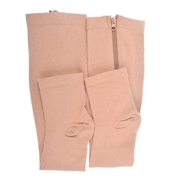 MISS M Women Burn Fat Zipper Socks Functional Compression Slim Sleeping Beauty Leg Shapper Socks Prevent Varicose Veins Socks