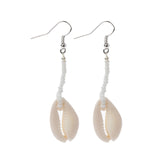 Bohemian Natural Cowrie Shell Pendant Drop Earrings Beach Jewelry for Women