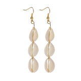 Bohemian Natural Cowrie Shell Pendant Drop Earrings Beach Jewelry for Women