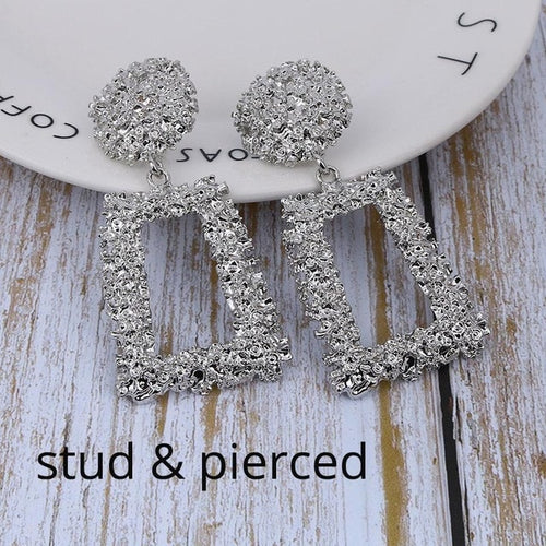 Big Vintage ZA Statement Clip Earrings for Women Without Piercing Hanging Earring 2019 Metal Ear Clips Fashion Jewelry Trend
