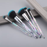 FLD 5Pcs Crystal Style Makeup Brushes Set Powder Foundation Eye Blush Brush Cosmetic Professional Makeup Brush Kit Tools