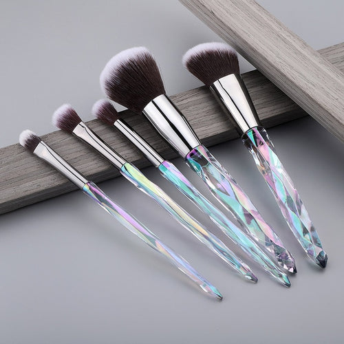 FLD 5Pcs Crystal Style Makeup Brushes Set Powder Foundation Eye Blush Brush Cosmetic Professional Makeup Brush Kit Tools