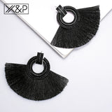 X&P Beautiful Bohemian Big Tassel Drop Earrings for Women Fringe Handmade Brincos Statement Fashion Women Earring 2019 Jewelry