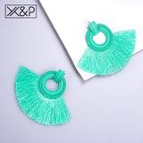X&P Beautiful Bohemian Big Tassel Drop Earrings for Women Fringe Handmade Brincos Statement Fashion Women Earring 2019 Jewelry