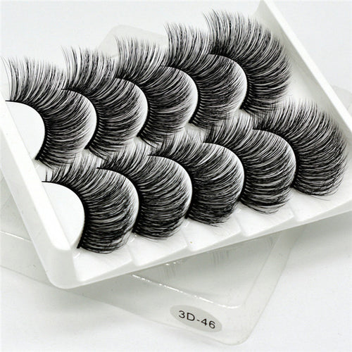 5 Pairs Multipack 5D Soft Mink Hair False Eyelashes Handmade Wispy Fluffy Long Lashes Nature Eye Makeup Tools Faux Eye Lashes