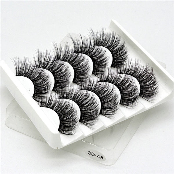 5 Pairs Multipack 5D Soft Mink Hair False Eyelashes Handmade Wispy Fluffy Long Lashes Nature Eye Makeup Tools Faux Eye Lashes